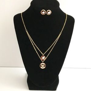 Gold/Red Stainless Steel Necklace set